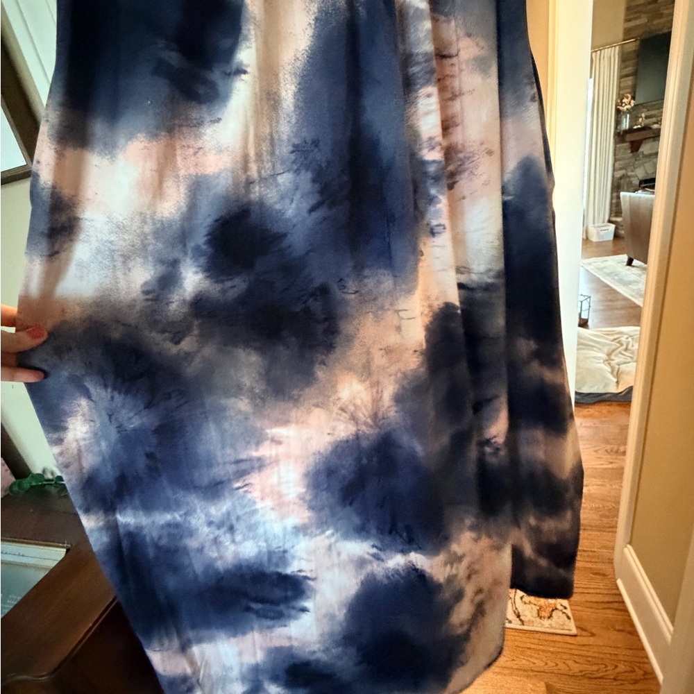 Women's Navy Tie-Dye Maxi Dress - Sleeveless V-Neck - Picture 3 of 6
